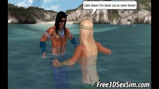Hot 3D blonde mermaid getting fucked on a boat