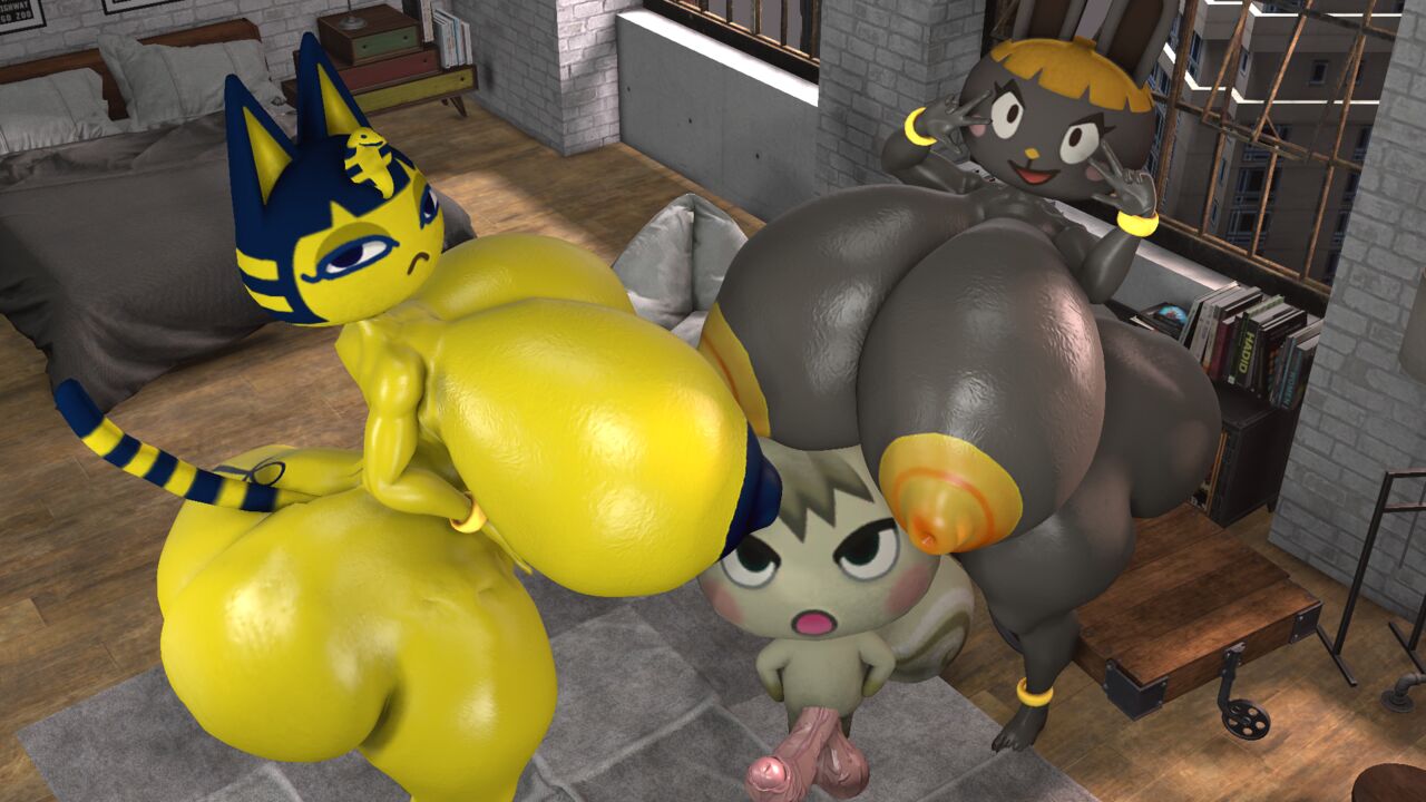 Animal Crossing Porn Animation - Animation - 3d ankha (animal crossing) big breasts bonbon (animal crossing)  looking at - Animation Porn